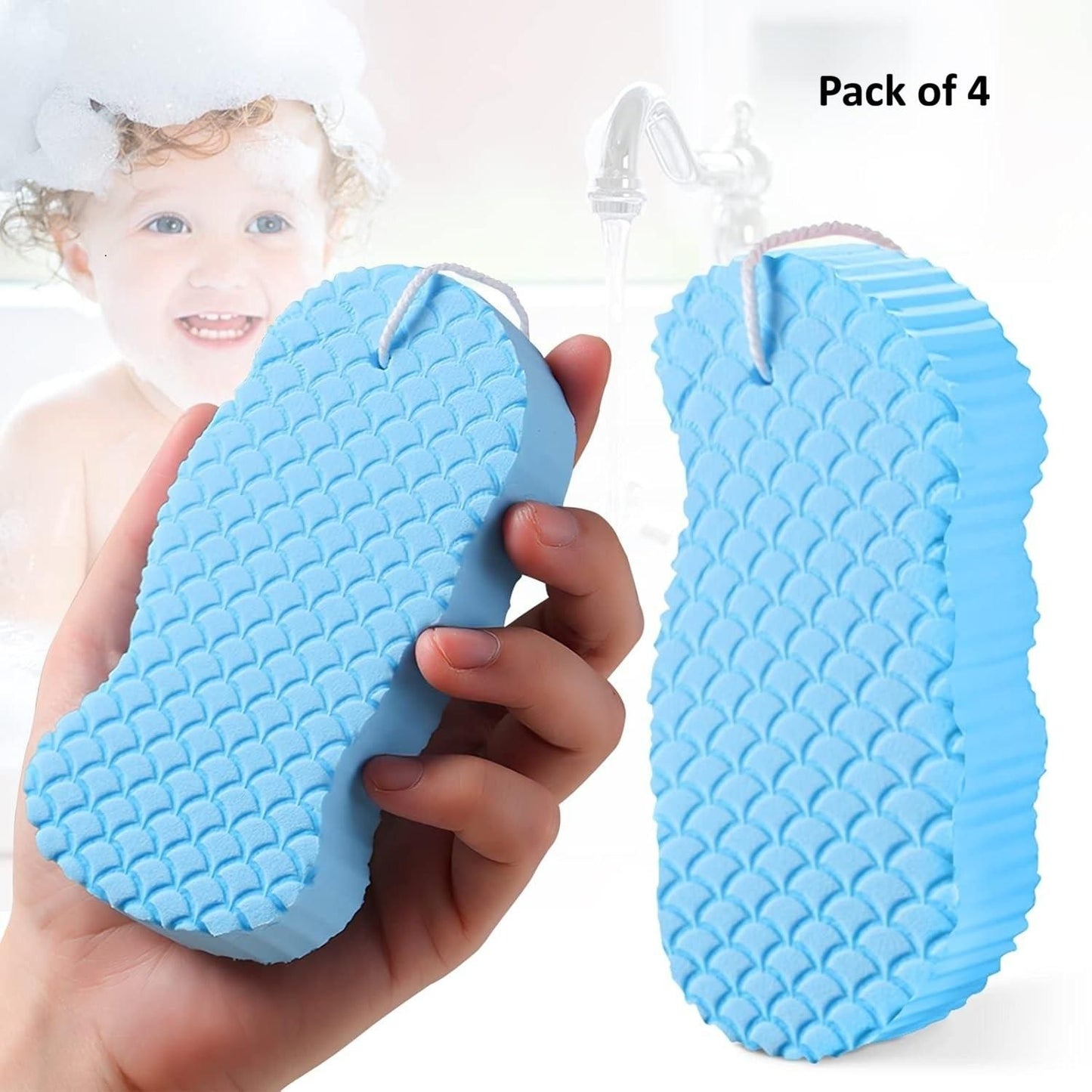 Kids Magic Bath Sponge – Gentle Exfoliating Body Scrubber (Pack of 4)
