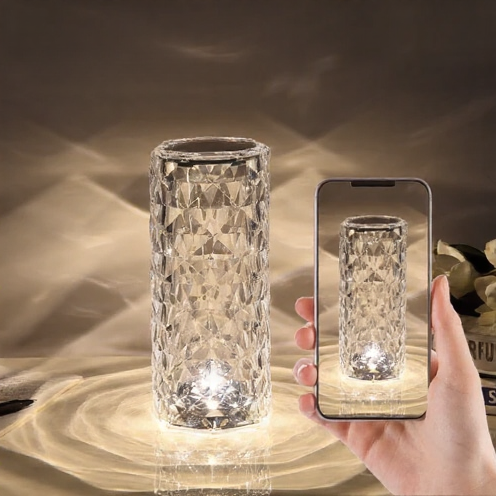 Rose Diamond Crystal Touch Lamp – Modern LED Decorative Light